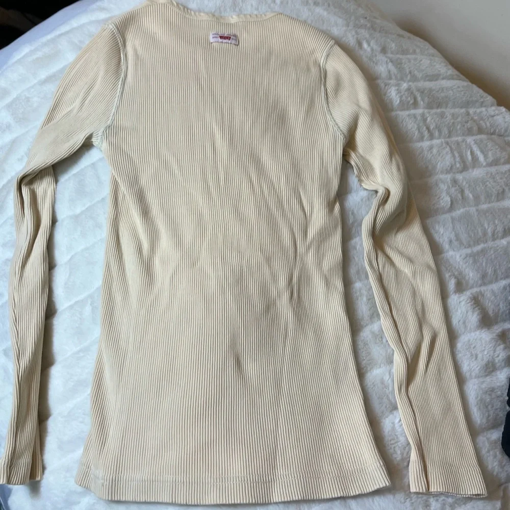 Levi’s Girls S Cream Ribbed Long Sleeve Tunic Tee Fall Winter Spring 100% Cotton